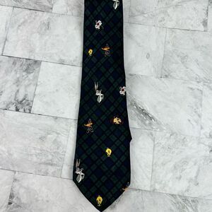 Vintage Looney Tunes Mania Mens Tie 1993 Green Bugs Bunny Necktie